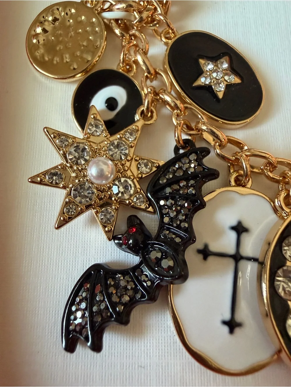 NWT Piper K Halloween Charm Necklace | Spooky Gothic Bat Moon Star Spells